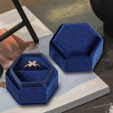 Maxbell Ring Box Holder Case Elegant and Luxurious Display Box for Engagement Gifts Navy blue