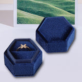 Maxbell Ring Box Holder Case Elegant and Luxurious Display Box for Engagement Gifts Navy blue