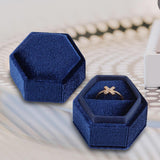 Maxbell Ring Box Holder Case Elegant and Luxurious Display Box for Engagement Gifts Navy blue