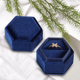 Maxbell Ring Box Holder Case Elegant and Luxurious Display Box for Engagement Gifts Navy blue