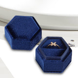 Maxbell Ring Box Holder Case Elegant and Luxurious Display Box for Engagement Gifts Navy blue