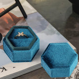 Maxbell Ring Box Holder Case Elegant and Luxurious Display Box for Engagement Gifts Light blue