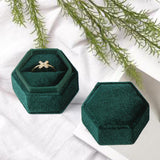 Maxbell Ring Box Holder Case Elegant and Luxurious Display Box for Engagement Gifts Dark green