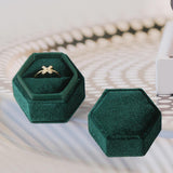 Maxbell Ring Box Holder Case Elegant and Luxurious Display Box for Engagement Gifts Dark green
