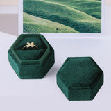 Maxbell Ring Box Holder Case Elegant and Luxurious Display Box for Engagement Gifts Dark green