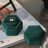 Maxbell Ring Box Holder Case Elegant and Luxurious Display Box for Engagement Gifts Dark green