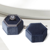Maxbell Ring Box Holder Case Elegant and Luxurious Display Box for Engagement Gifts Gray blue