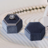 Maxbell Ring Box Holder Case Elegant and Luxurious Display Box for Engagement Gifts Gray blue