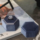 Maxbell Ring Box Holder Case Elegant and Luxurious Display Box for Engagement Gifts Gray blue