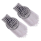 Maxbell Tassel Link Chain Epaulet Uniform Accessories Decorative Retro for Ceremony Argent
