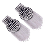 Maxbell Tassel Link Chain Epaulet Uniform Accessories Decorative Retro for Ceremony Argent