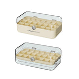 Maxbell Multipurpose Earring Display Case Necklace Holder Double Layers for Rings Beige