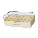 Maxbell Multipurpose Earring Display Case Necklace Holder Double Layers for Rings Beige