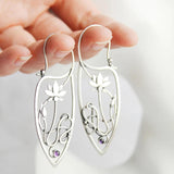 Maxbell Chic Earrings Eardrop Antique Flower Jewelry for Dress up Women Girls Party Purple