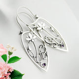 Maxbell Chic Earrings Eardrop Antique Flower Jewelry for Dress up Women Girls Party Purple