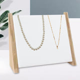 Maxbell Wooden 10 Hooks Necklace Display Stand for Retail Stores Showroom Shelves White PU Leather