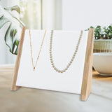 Maxbell Wooden 10 Hooks Necklace Display Stand for Retail Stores Showroom Shelves White PU Leather