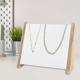 Maxbell Wooden 10 Hooks Necklace Display Stand for Retail Stores Showroom Shelves White PU Leather