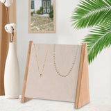 Maxbell Wooden 10 Hooks Necklace Display Stand for Retail Stores Showroom Shelves Beige Velvet