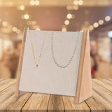 Maxbell Wooden 10 Hooks Necklace Display Stand for Retail Stores Showroom Shelves Beige Velvet