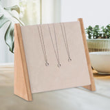 Maxbell Wooden 10 Hooks Necklace Display Stand for Retail Stores Showroom Shelves Beige Velvet