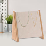 Maxbell Wooden 10 Hooks Necklace Display Stand for Retail Stores Showroom Shelves Beige Velvet