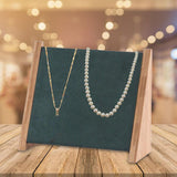 Maxbell Wooden 10 Hooks Necklace Display Stand for Retail Stores Showroom Shelves Green Velvet