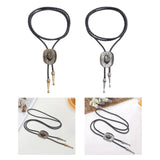 Maxbell Western Cowboy Hat Bolo Tie Vintage American Adjustable PU Leather for Men Bronze