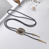 Maxbell Western Cowboy Hat Bolo Tie Vintage American Adjustable PU Leather for Men Bronze