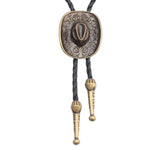 Maxbell Western Cowboy Hat Bolo Tie Vintage American Adjustable PU Leather for Men Bronze
