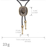 Maxbell Western Cowboy Hat Bolo Tie Vintage American Adjustable PU Leather for Men Bronze
