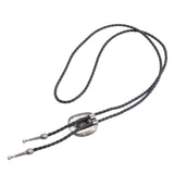 Maxbell Western Cowboy Hat Bolo Tie Vintage American Adjustable PU Leather for Men Argent