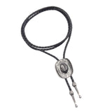 Maxbell Western Cowboy Hat Bolo Tie Vintage American Adjustable PU Leather for Men Argent