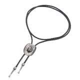 Maxbell Western Cowboy Hat Bolo Tie Vintage American Adjustable PU Leather for Men Argent