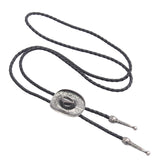 Maxbell Western Cowboy Hat Bolo Tie Vintage American Adjustable PU Leather for Men Argent