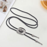 Maxbell Western Cowboy Hat Bolo Tie Vintage American Adjustable PU Leather for Men Argent
