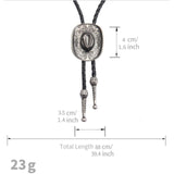 Maxbell Western Cowboy Hat Bolo Tie Vintage American Adjustable PU Leather for Men Argent