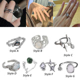 Maxbell Chic Opening Shaped Ring Copper Hip Hop Novelty for Photography Fashion Show Style A