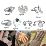 Maxbell Chic Opening Shaped Ring Copper Hip Hop Novelty for Photography Fashion Show Style A