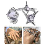 Maxbell Chic Opening Shaped Ring Copper Hip Hop Novelty for Photography Fashion Show Style F