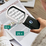 Maxbell 25x 10x Magnifying Glass with Stand Foldaway for Craft Hobbies Reading Books