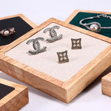 Maxbell Wooden Velvet Jewelry Tray Holder Storage Square for Bracelet Chains Earring Black