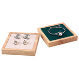 Maxbell Wooden Velvet Jewelry Tray Holder Storage Square for Bracelet Chains Earring Green