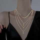 Maxbell Fashion Long Layered Necklaces Cross Pendant for Women daily Wear