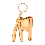 Maxbell Teeth Brooch Pin Tooth Lapel Pin Jewelry Backpack Badge for Women Girls Aureate