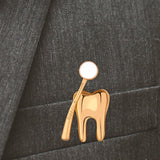 Maxbell Teeth Brooch Pin Tooth Lapel Pin Jewelry Backpack Badge for Women Girls Aureate