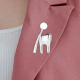 Maxbell Teeth Brooch Pin Tooth Lapel Pin Jewelry Backpack Badge for Women Girls Argent