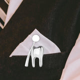 Maxbell Teeth Brooch Pin Tooth Lapel Pin Jewelry Backpack Badge for Women Girls Argent