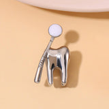 Maxbell Teeth Brooch Pin Tooth Lapel Pin Jewelry Backpack Badge for Women Girls Argent