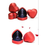 Maxbell Heart Shaped Ring Box with Light Elegant and Luxurious Earring for Wedding Red